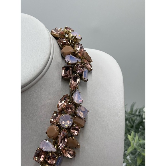 J. Crew Glacier Faceted Pink AB Opalescent Rhinestone Floral‎ Statement Necklace - Picture 3 of 16